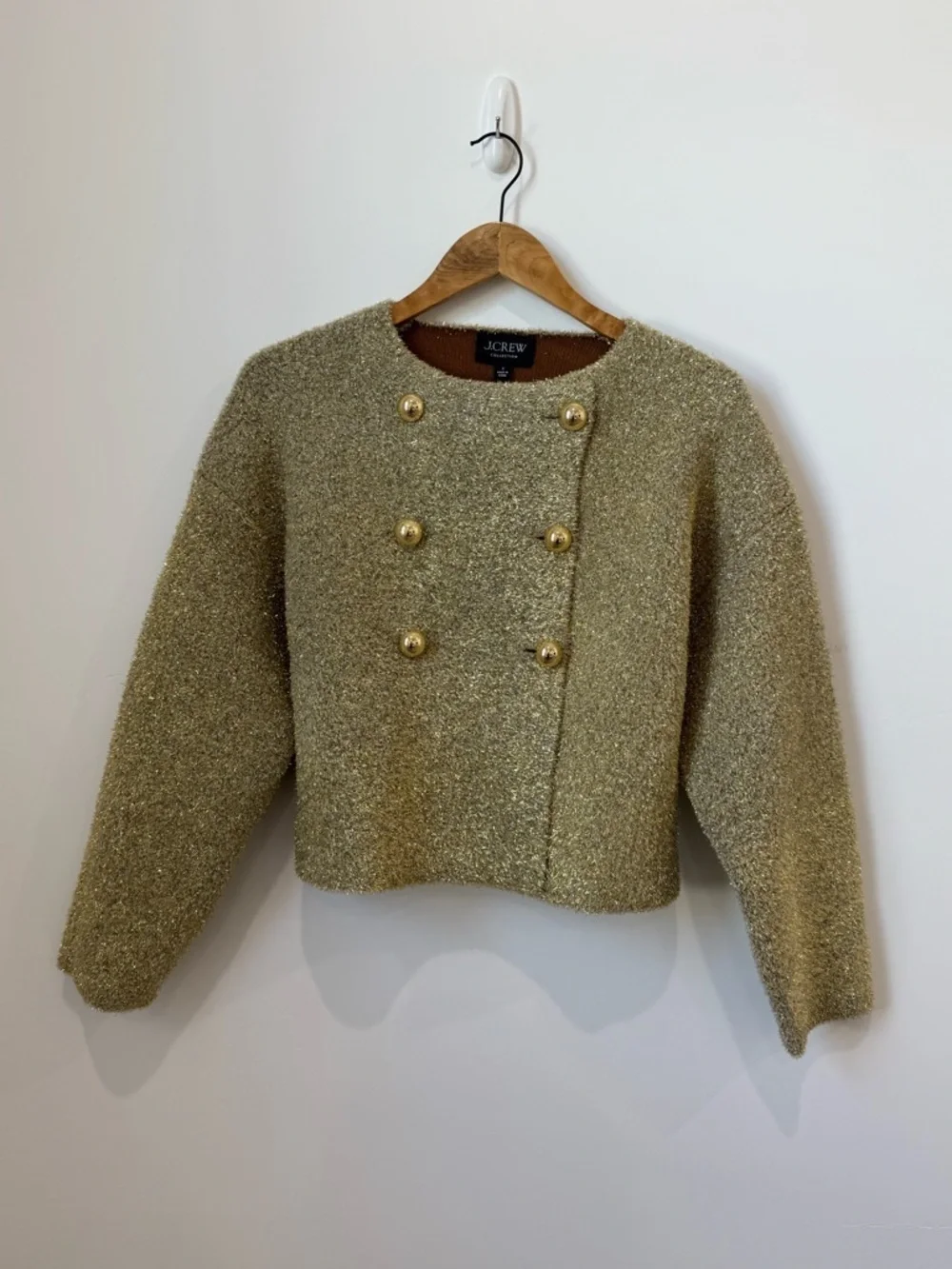 J.Crew Collection Oversized Double-faced Cardigan in Gold Metallic Jacket S